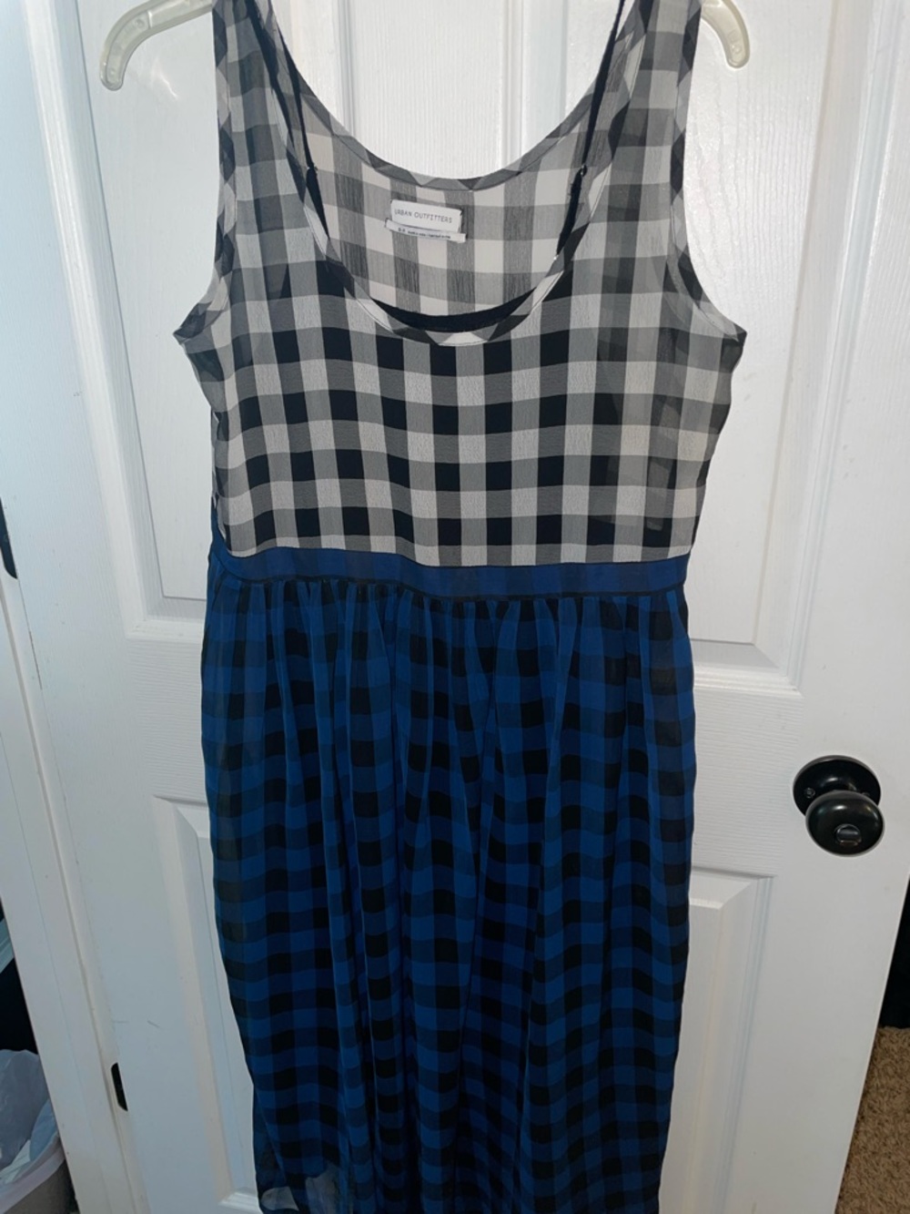 Urban Outfitters Black, White & Blue Gingham Midi Dress